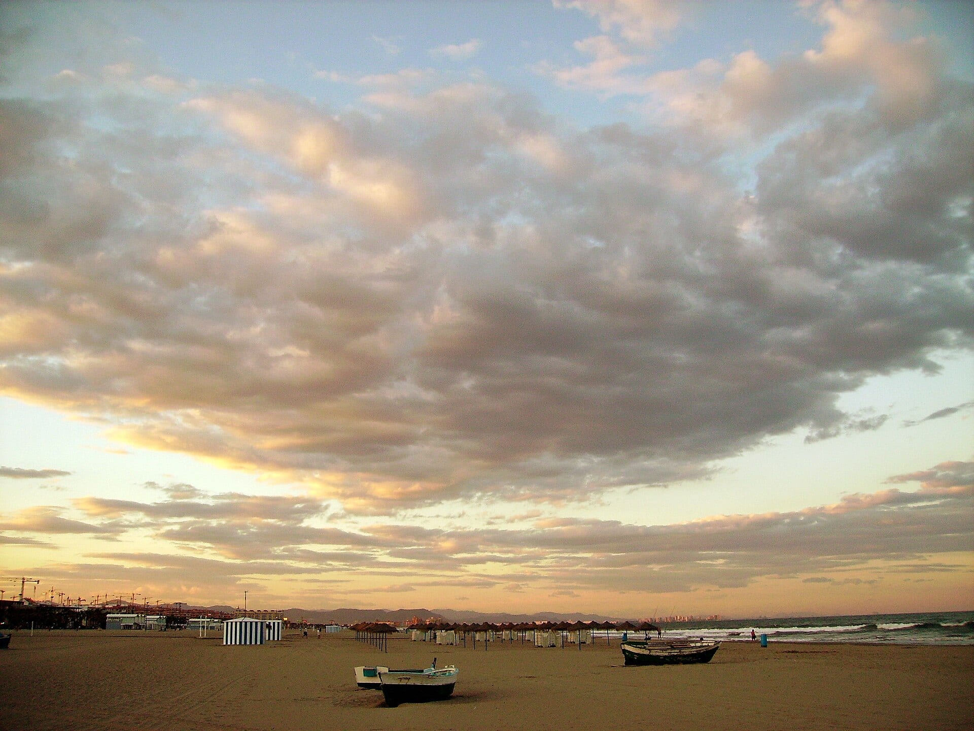 Valencia Mediterranean coastline and harbour light